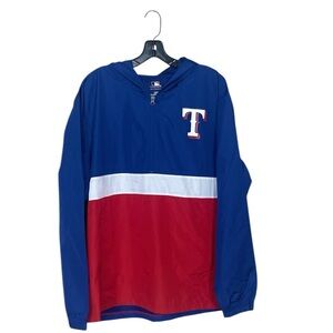 NWT Texas Rangers Hooded Soft Shell Windbreaker Jacket 1/2 Zip Pullover